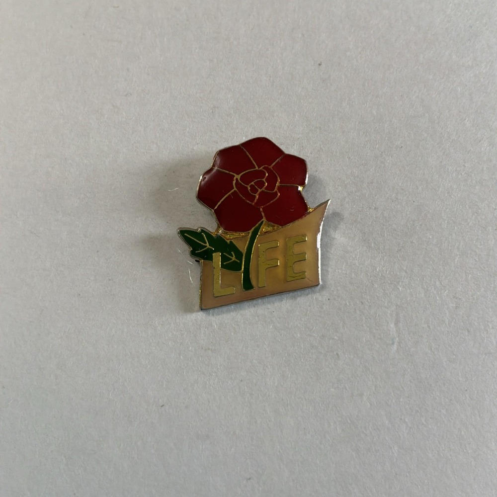 Vintage Red Rose Of Life K Of C Knights Columbus Lapel Hat Pin Pinback
